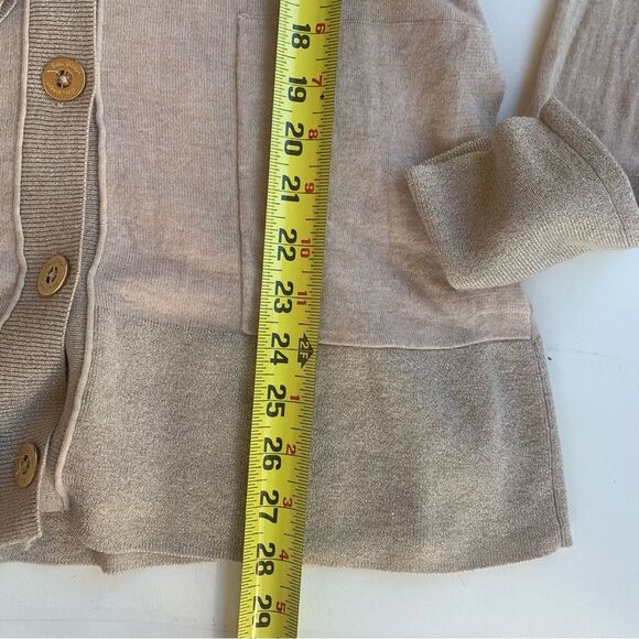 Lilly Pulitzer Tan Cardigan Sz Medíum  V-Neck Pockets Wool Blend Sweater Boho - Picture 5 of 14